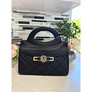 Valentino Orlandi Crossbody Bag Tote Black Vegan Leather Top Handle MSRP $179